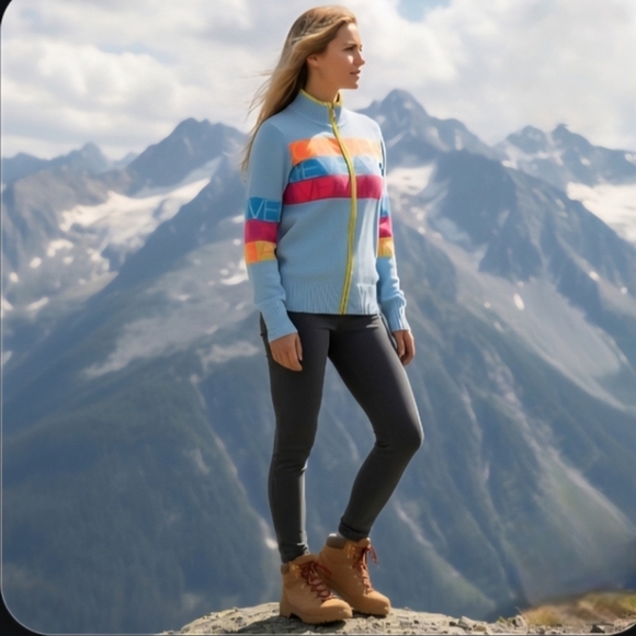 Neve Designs Allegra Amo Full Zip Ski Cardigan Small Wool Blend Cozy Gift - Picture 12 of 15